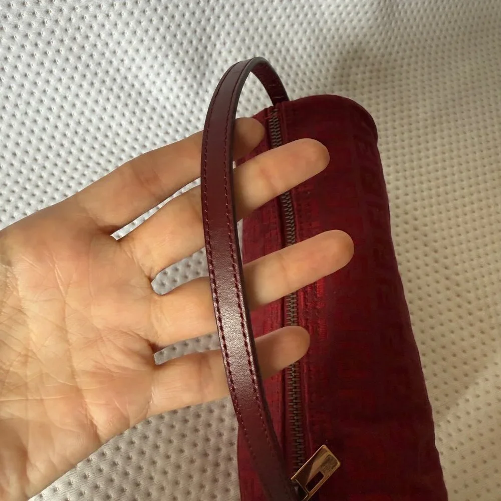SOLD Rare FENDI Zucchino Barrel Pochette Red - Picture 8 of 12